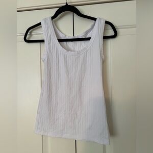 Free People White Ribbed Tank Top